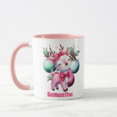 Rosa Rentier Weihnachtskids Heiße Schokolade Tasse (Links)