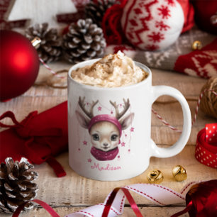 Rosa Rentiere Personalisierter Kindermug Kaffeetasse