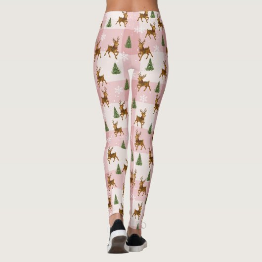 Rosa Rentierfisch und Baumfest Leggings (Rückseite)