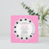 Rosa Retro 35. Geburtstagsparty Einladung Rotary (Stehend Vorderseite)