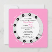 Rosa Retro 75. Geburtstagsparty Einladung Rotary (Vorderseite)