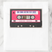 Rosa Retro 80er Cassette Tape Personalisiert Aufkl Rechteckiger Aufkleber (Tasche)