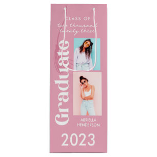 Rosa Retro-Abschlussgeschenk Geschenktüte Für Weinflaschen