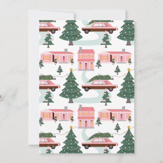 Rosa Retro Auto Alte Mode Silvester Party Einladung (Rückseite)