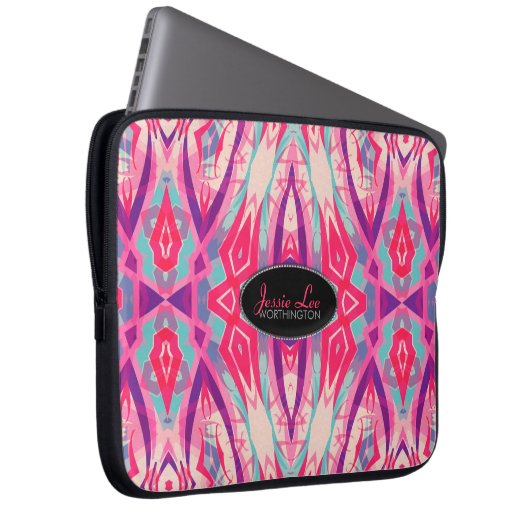 Rosa Retro Batik Fusion Design Laptop-Sieb Laptopschutzhülle (Vorne Rechts)