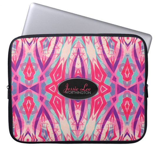 Rosa Retro Batik Fusion Design Laptop-Sieb Laptopschutzhülle (Vorderseite)