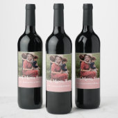 Rosa Retro Beste Mama je benutzerdefiniertes Bild Weinetikett (Flaschen)