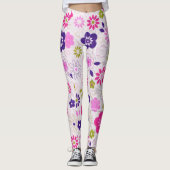 Rosa Retro-Blume Leggings (Vorderseite)