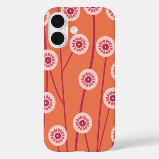 Rosa Retro-Blume Orange Hintergrund Case-Mate iPhone Hülle (Rückseite)