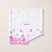 Rosa Retro-Blumen-Badehandtuch-Set Badhandtuch Set (Waschlappen)