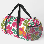 Rosa Retro-Blumen Groovy nahtloses Muster Duffle Bag (Rechte Ecke)