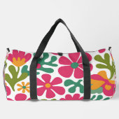 Rosa Retro-Blumen Groovy nahtloses Muster Duffle Bag (Rückseite)