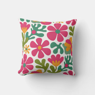 Rosa Retro-Blumen Groovy nahtloses Muster Kissen