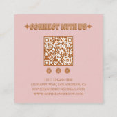 Rosa Retro-Blumen-QR-Code Quadratische Visitenkarte (Rückseite)