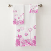 Rosa Retro-Blütenmuster Badhandtuch Set (Insitu)