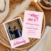 Rosa Retro Boho Abschlussklasse 2026 Einladung