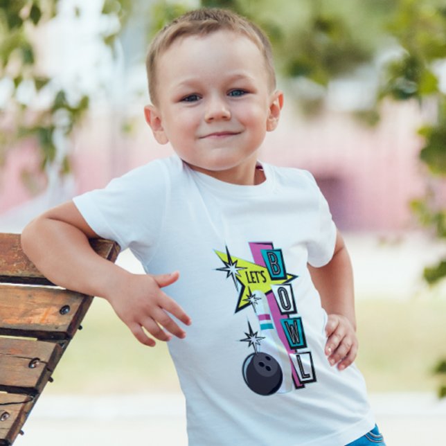 Rosa Retro-Bowling-Design T-Shirt (Von Creator hochgeladen)