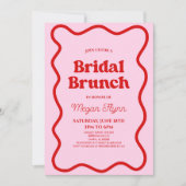 Rosa Retro-Brautparty-Brunch Einladung (Vorderseite)