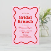 Rosa Retro-Brautparty-Brunch Einladung (Stehend Vorderseite)