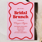 Rosa Retro-Brautparty-Brunch Einladung