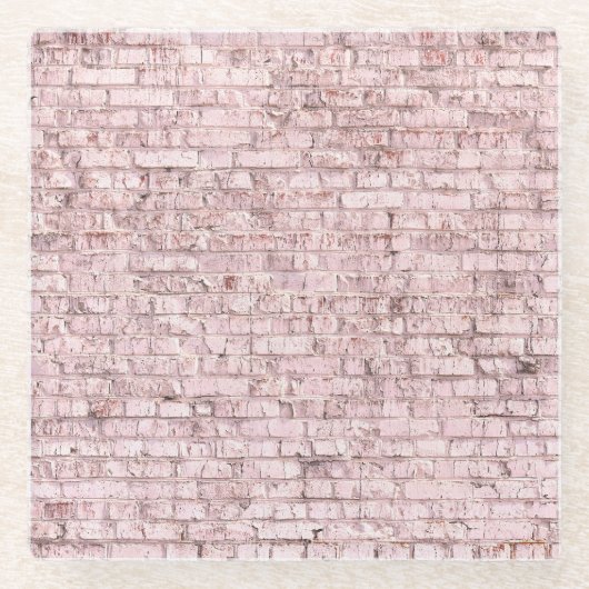 Rosa Retro Brick: Abstrakt gesättigt Glasuntersetzer (Vorderseite)