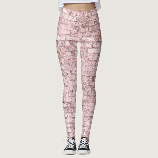 Rosa Retro Brick: Abstrakt gesättigt Leggings (Vorderseite)