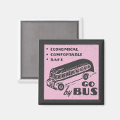 Rosa Retro-Bus Magnet (Vorderseite/Rückseite)
