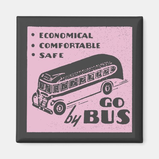 Rosa Retro-Bus Magnet (Vorne)