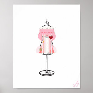 Rosa Retro Bustier Corset Malerei Art Printing Poster