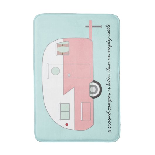Rosa Retro Camper-Badmatte Badematte (Vorderseite Vertikal)