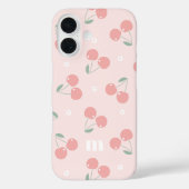 Rosa Retro Cherries Individuelle Name Monogramm Case-Mate iPhone Hülle (Rückseite)