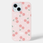 Rosa Retro Cherries Individuelle Name Monogramm Case-Mate iPhone Hülle (Rückseite)