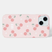 Rosa Retro Cherries Individuelle Name Monogramm Case-Mate iPhone Hülle (Rückseite (Horizontal))