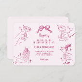 Rosa Retro Cocktail Party Bridal Registrierung ein Begleitkarte (Vorne/Hinten)