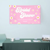 Rosa Retro Daisy Blume Brautparty Banner (Messeveranstaltung)