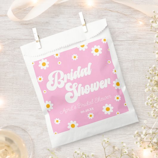 Rosa Retro Daisy Blume Brautparty Geschenktütchen (Ausgeschnitten)
