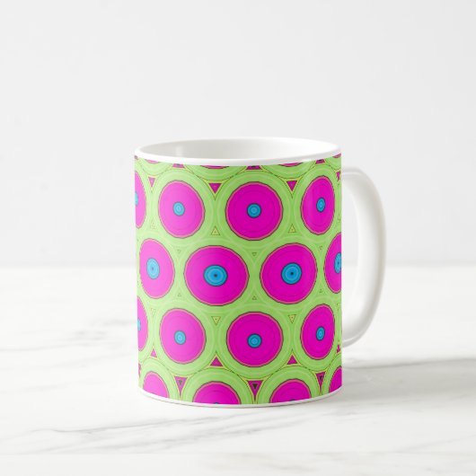 Rosa Retro-Design der 70er Jahre Kaffeetasse (VorderseiteRechts)