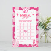 Rosa Retro Disco Brautparty Bingo Game Cards (Stehend Vorderseite)