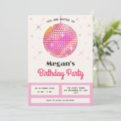 Rosa Retro-Diskothek Einladung (Stehend Vorderseite)