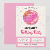 Rosa Retro-Diskothek Einladung (Vorne/Hinten)