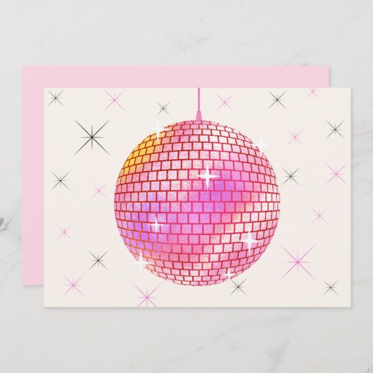 Rosa Retro-Diskothek Feiertagskarte (Vorne/Hinten)