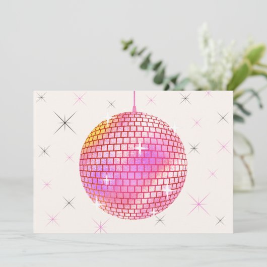 Rosa Retro-Diskothek Feiertagskarte (Stehend Vorderseite)