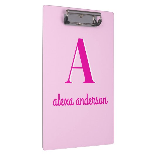 Rosa Retro Dolgramm Klemmbrett (Rechts)