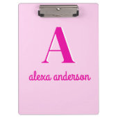 Rosa Retro Dolgramm Klemmbrett (Vorderseite)