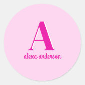 Rosa Retro Dolgramm Runder Aufkleber (Vorderseite)