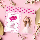 Rosa Retro Doll Foto Geburtstag Einladung