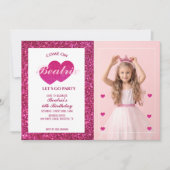 Rosa Retro Doll Foto Geburtstag Einladung (Vorderseite)