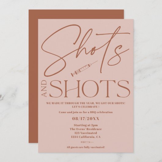 Rosa Retro-Drehbücher Impffeier Einladung (Vorne/Hinten)