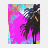 Rosa Retro farbenfrohe Sommerzeit Beach Palmen Fleecedecke (Vorderseite)