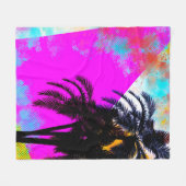 Rosa Retro farbenfrohe Sommerzeit Beach Palmen Fleecedecke (Vorderseite (Horizontal))